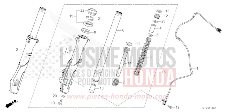 FRONT FORK for PCX 125 CANDY LUSTER RED (R368) from 2021